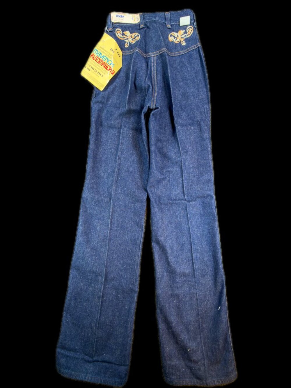 Vintage 70s Maverick Women's Bell Bottom Jeans NWT High Waist Sz 24 Blue